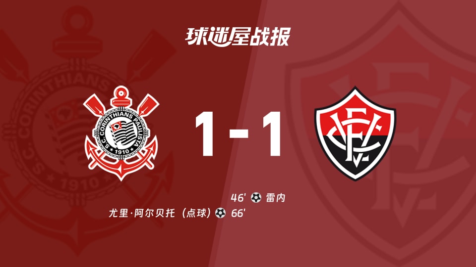 【巴西甲联赛第31轮】科林蒂安vs维多利亚比赛结果:科林蒂安(1-1)维多利亚比分战报(2026年10月20日)