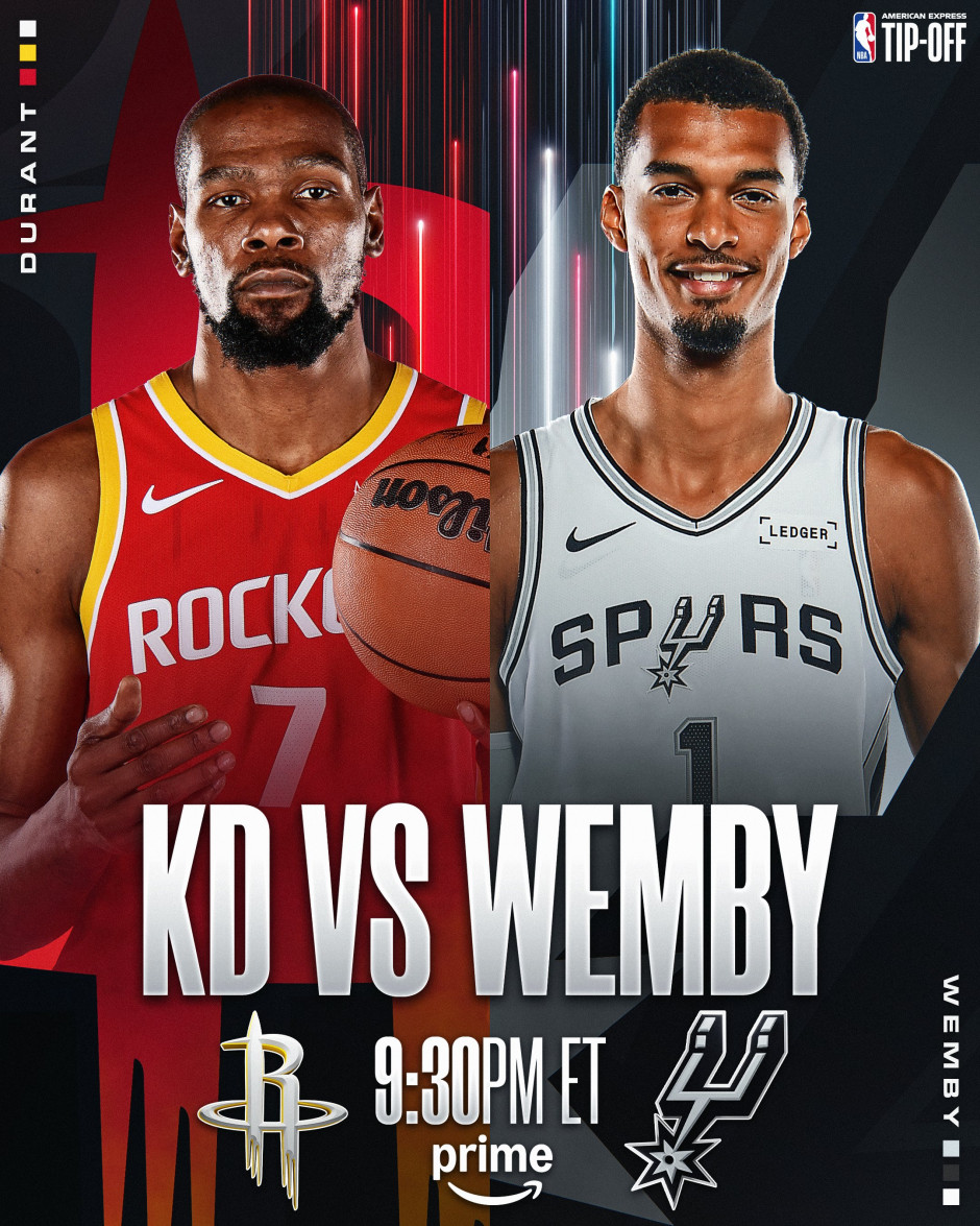 NBA常规赛马刺VS火箭首发名单出炉!亚当斯复出,附比赛直播