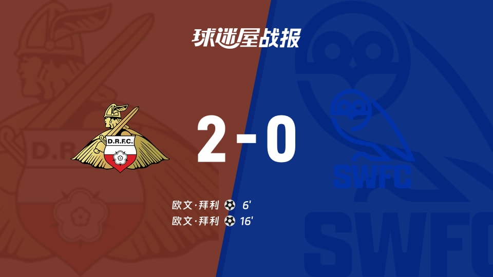 【英甲联赛第13轮】唐卡斯特vs谢周三比赛结果:唐卡斯特(2-0)谢周三比分战报(2026年10月24日)